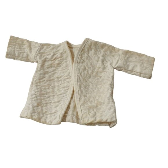 Unbranded Other - Vintage Kimono Quilted Pattern Fashion Doll Jacket Robe Cream Open Front FLAWS